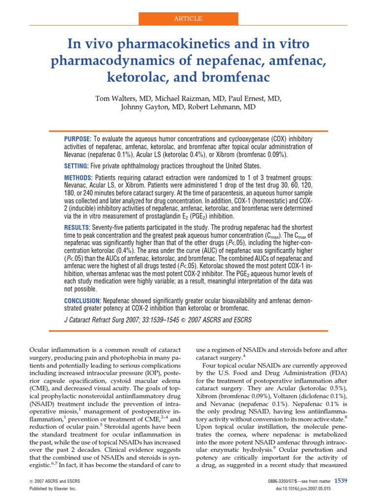 Nepafenac vs. Other NSAIDs in Ocular Surgery | PDF | Nonsteroidal Anti ...