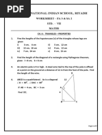 CBSE Clas 7 Maths Worksheet - Triangle and Its Properties