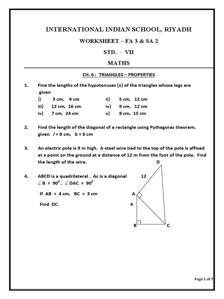 Grade 7 Maths: Triangle Properties | PDF | Teaching Methods & Materials