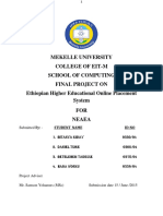 Mekelle University College of Eit-M School of Computing Final Project On Ethiopian Higher Educational Online Placement System FOR Neaea