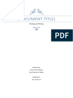 (Document Title) : Reading and Writing