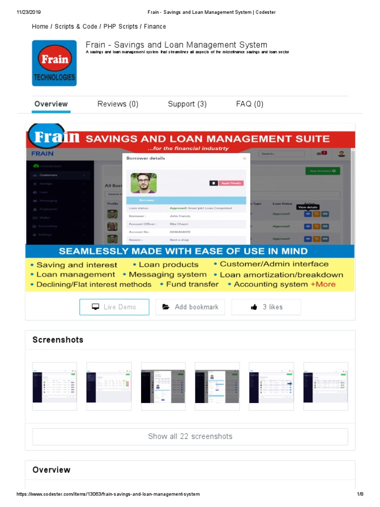 Frain - Savings and Loan Management System - Codester | PDF | Php | Loans