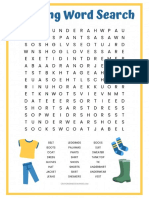 Clothing Word Search Free Printable PDF