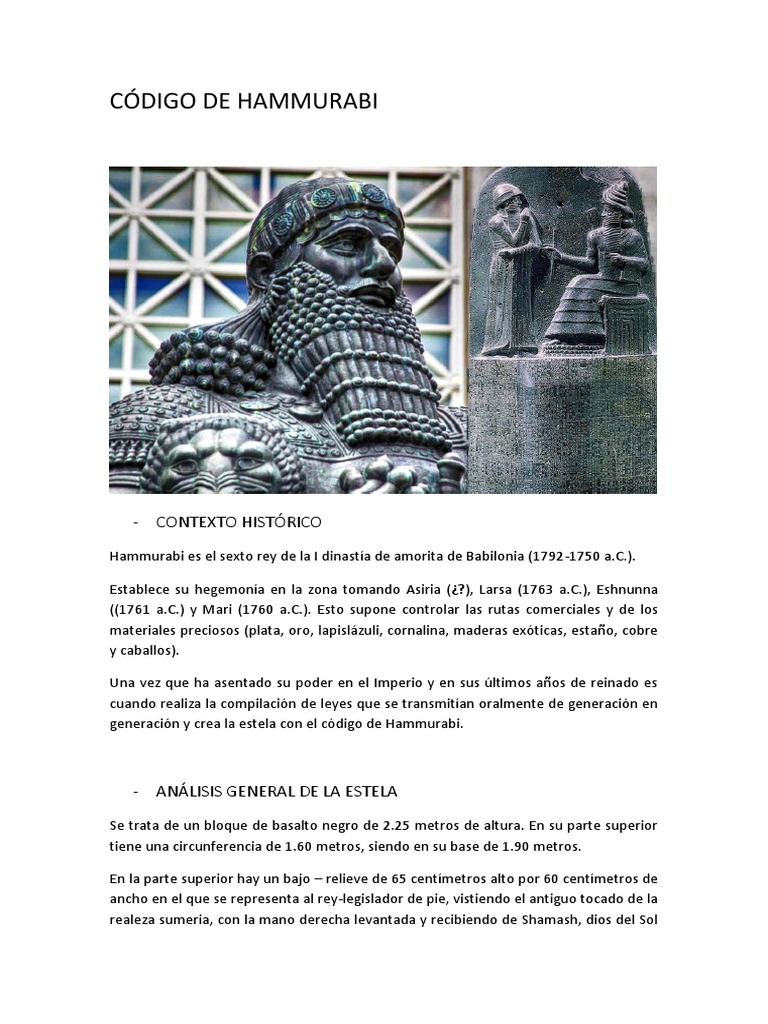 Explique O Princípio Básico Do Código De Hamurabi