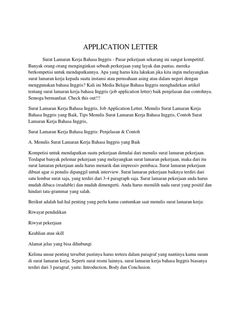Application Letter