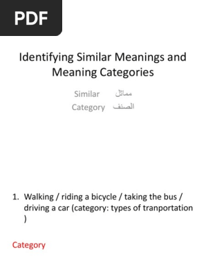 Reading Ch 4 Part 2 Ex 2 Identifying Similar Meanings And Meaning Categories