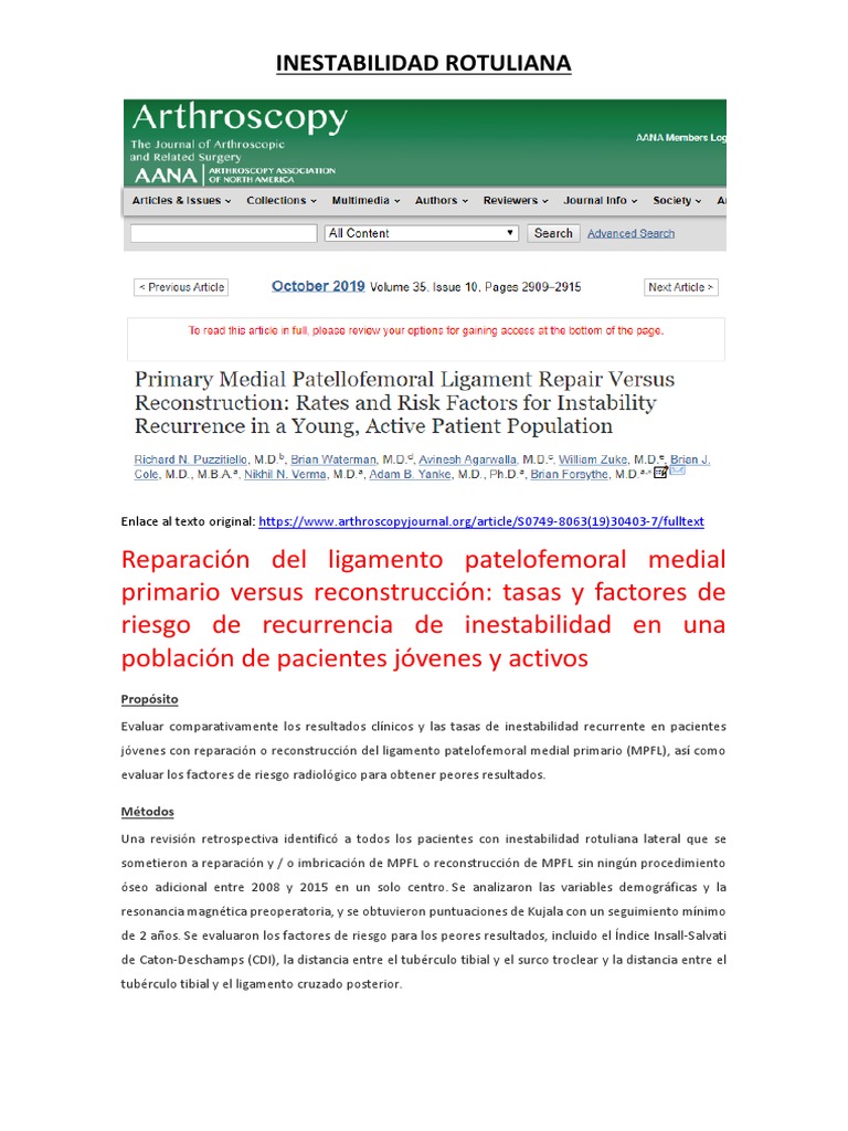 Valoración Radiológica De La Inestabilidad Rotuliana – WDXMU