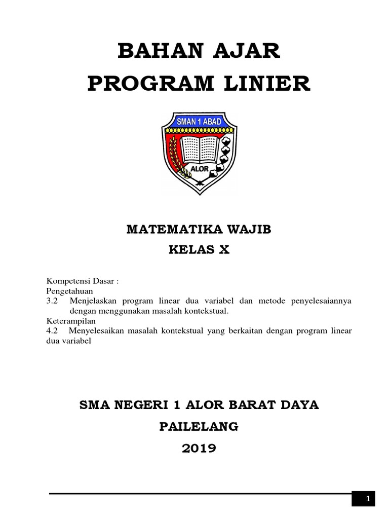 Program Linear Dua Variabel Kelas X | PDF | Metode & Bahan Ajar