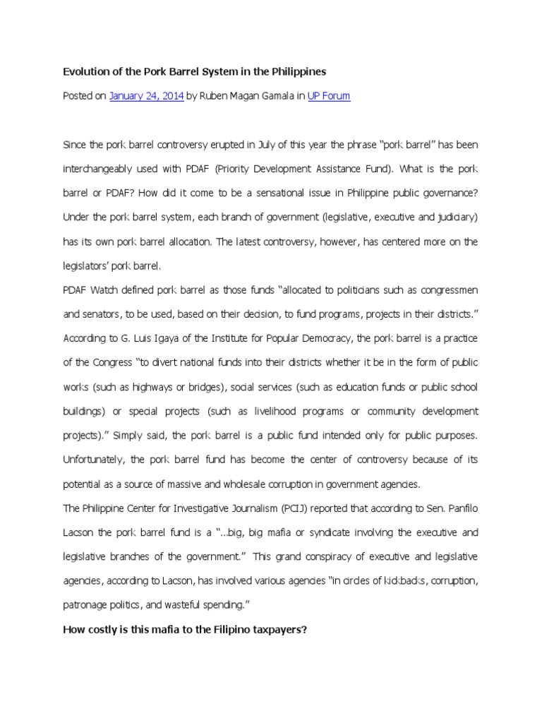 NSTP Evolution of The Pork Barrel System in The Philippines PDF