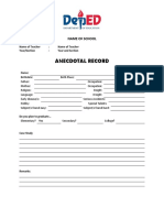 Sample Anecdotal Record (Template)