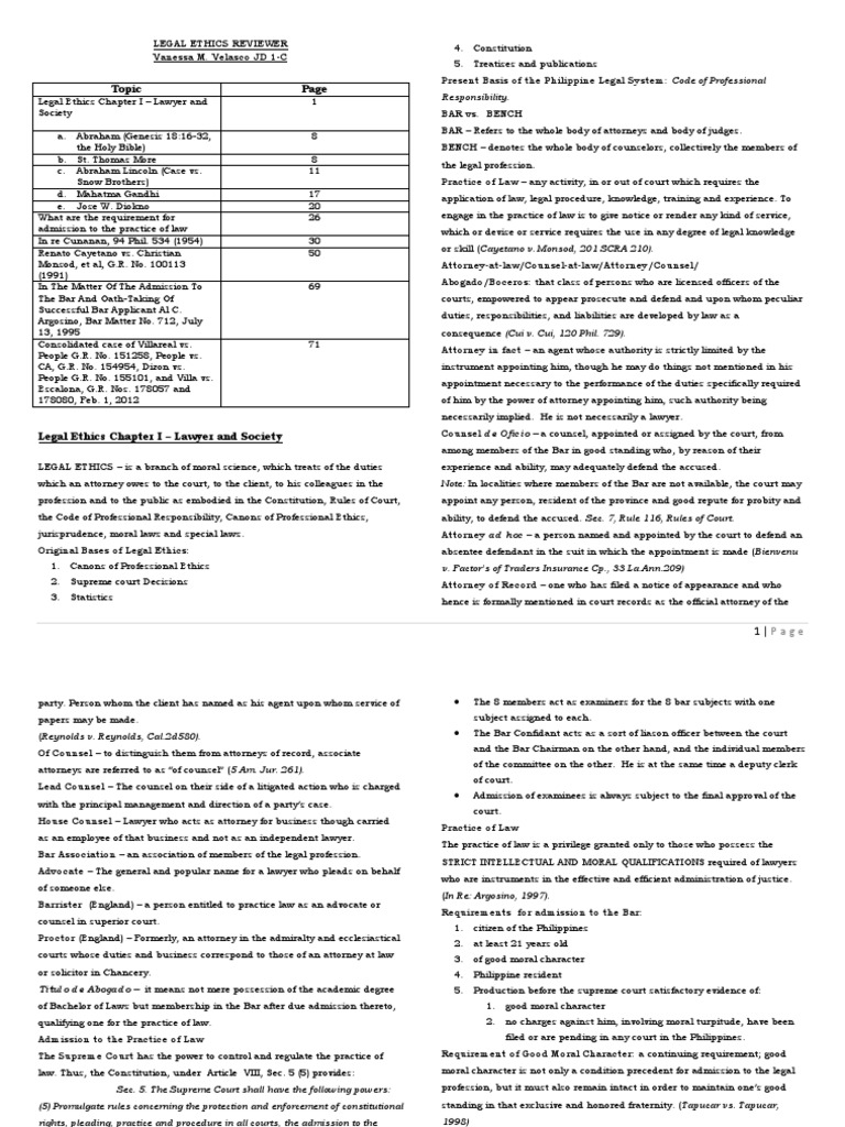 Legal Ethics Reviewer PDF Barrister Lawyer