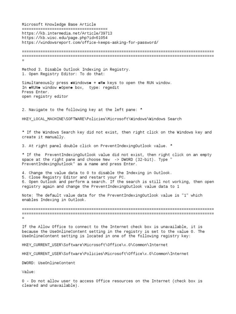 Outlook Registry Fixes Guide | PDF | Windows Registry | Microsoft Outlook