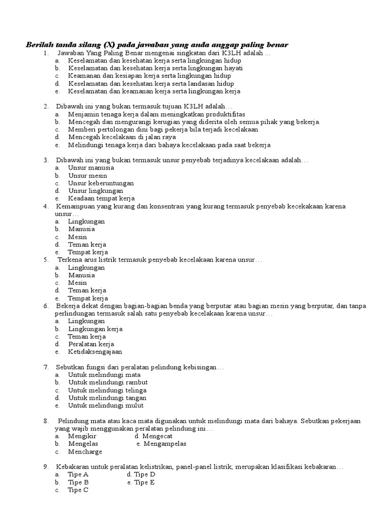 Dibawah Ini Yang Bukan Termasuk Tujuan K3lh Adalah