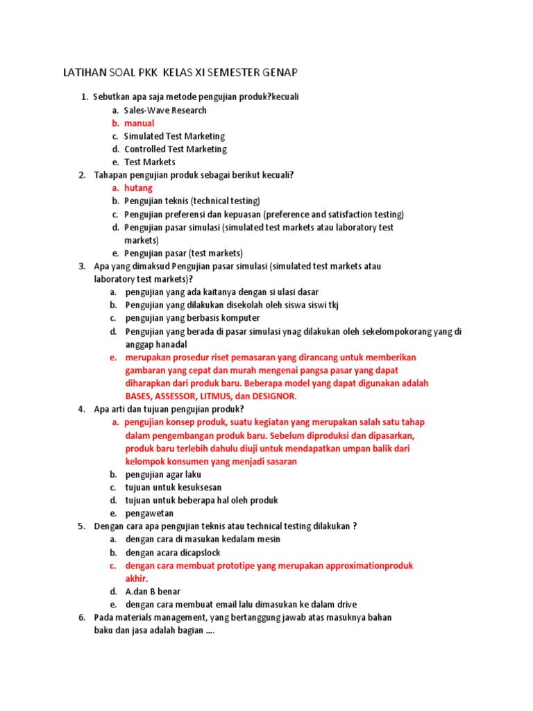 Latihan  Soal  Pkk Kelas  Xi  Semester  Genap   Latihan  Soal  Pkk Kelas  Xi  Semester  Genap