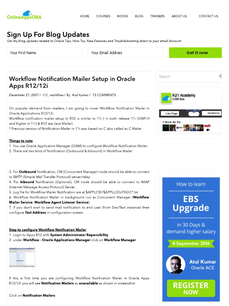 Workflow Notification Mailer Setup in Oracle Apps R12 PDF | PDF ...