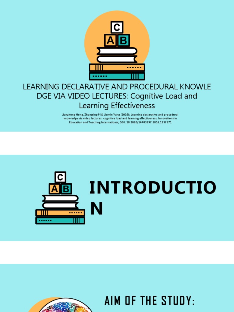 LEARNING DECLARATIVE AND PROCEDURAL KNOWLEDGE VIA VIDEO LECTURES ...
