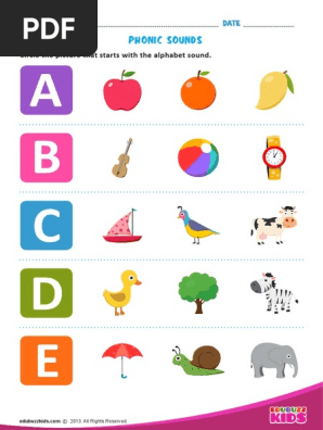 Phonic Sounds Question A To E