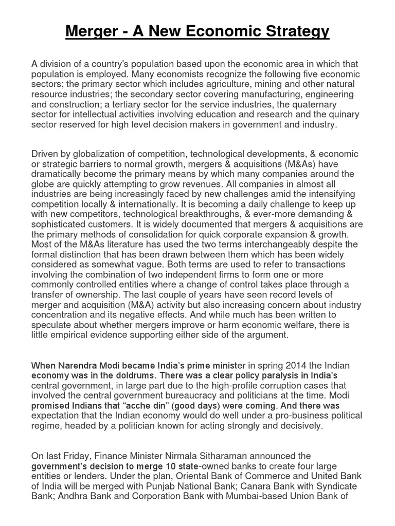 Merger PDF | PDF | Mergers And Acquisitions | Economies