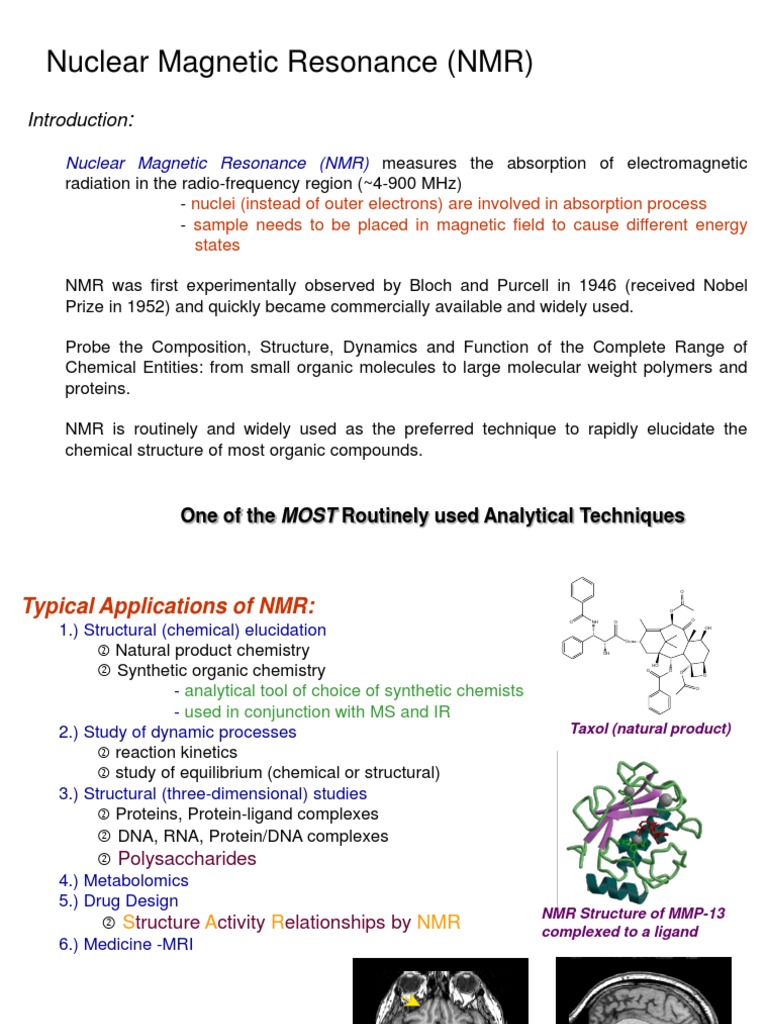 Overview of Nuclear Magnetic Resonance | PDF | Nuclear Magnetic ...