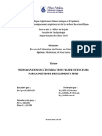 Modelisation de L'Interaction Fluide Structure Par La Methode Des Elements Finis