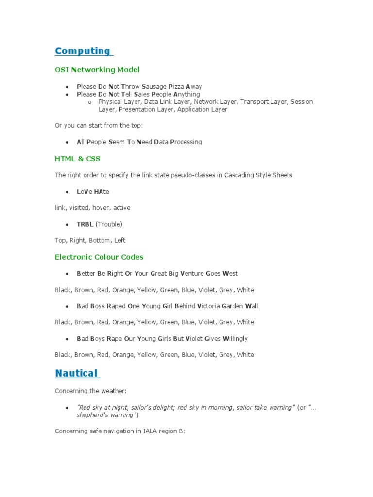 Mnemonics Example | PDF | Mode (Music) | Trigonometric Functions