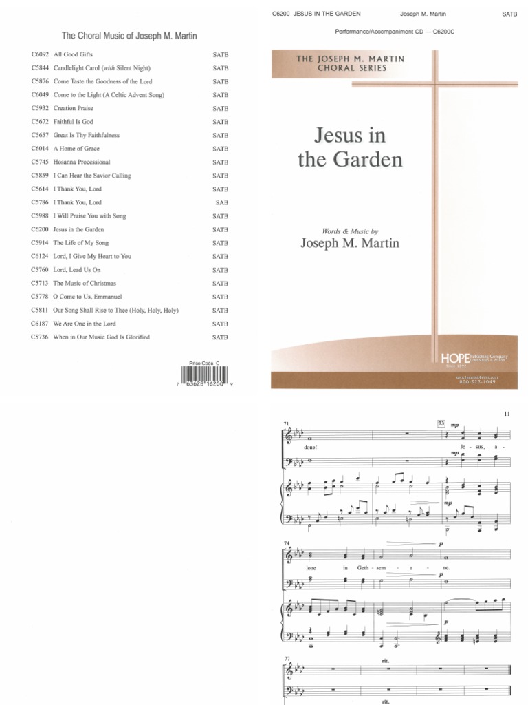 Jesus in The Garden - SATB (Martin) Printing | PDF