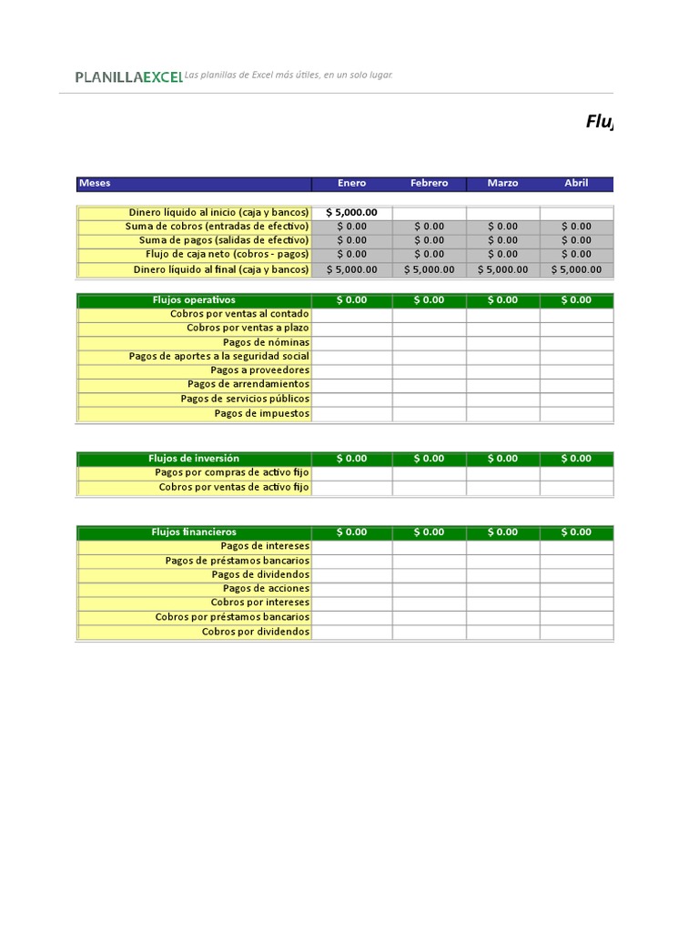 Plantilla de Flujo de Caja Mensual Excel | PDF | Flujo de efectivo | Bancos
