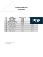 Horario de Almuerzo de Enfermeria