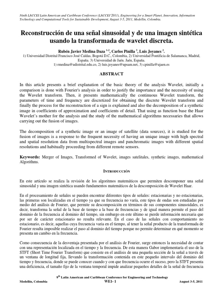 Reconstrucci n de una se al sinusoidal y de una imagen sint tica usando