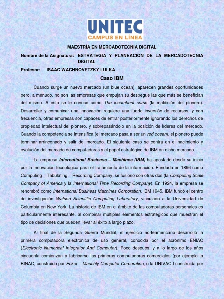 Caso IBM | PDF | Compatibles con PC Ibm | Computadoras personales