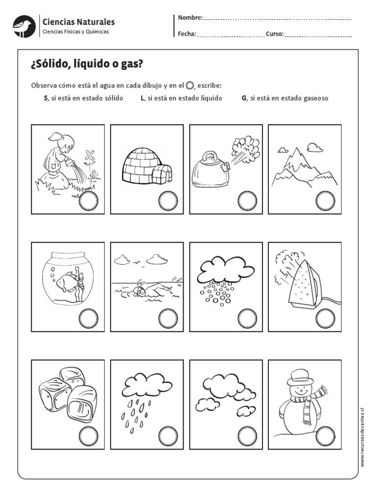 Estado del Agua: Sólido, Líquido y Gas | PDF | Estudios de idiomas  extranjeros