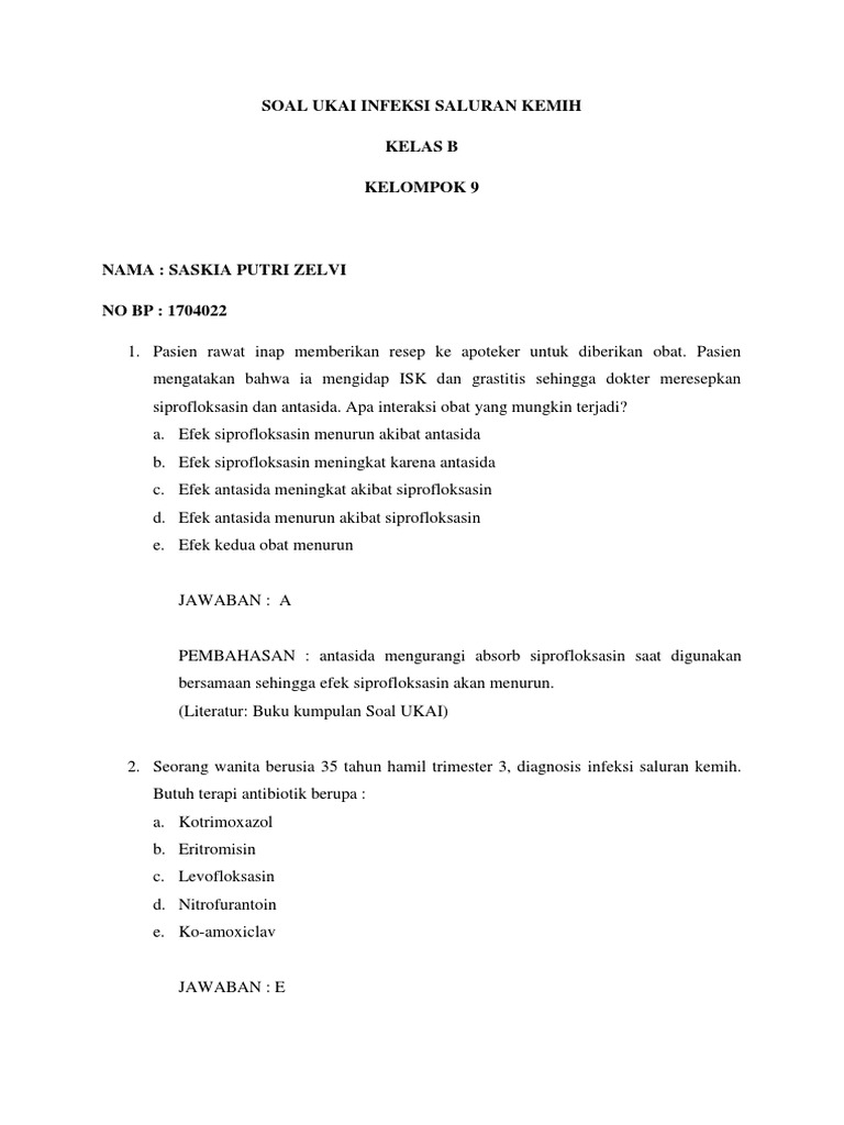 Koleksi Contoh Soal Kasus Infeksi Saluran Kemih Pembahasan Dikdasmen