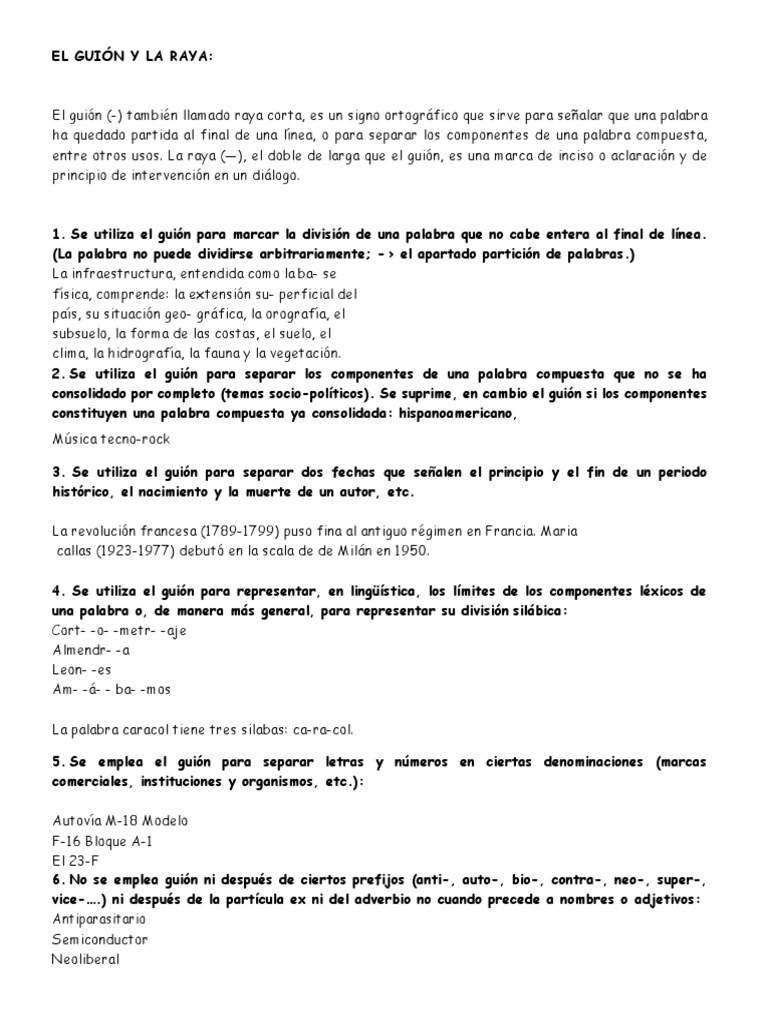 El Guión y La Raya PDF Idiomas Artes del lenguaje y disciplina