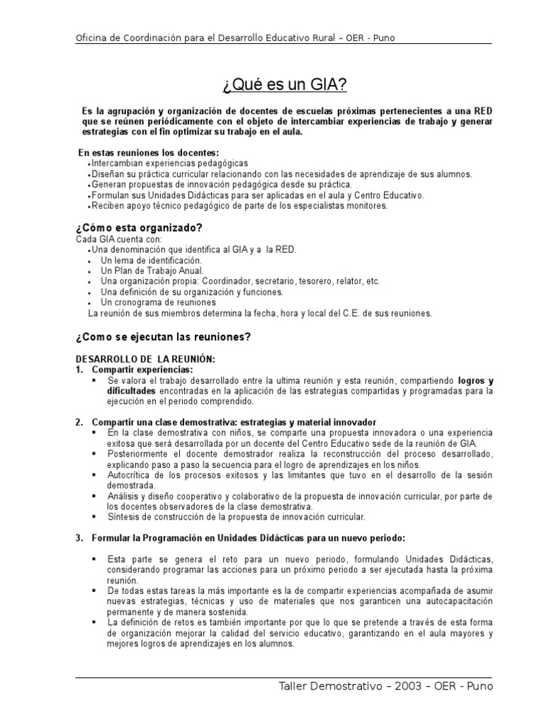 ¿Qué es un GIA en educación? | PDF | Salón de clases | Maestros