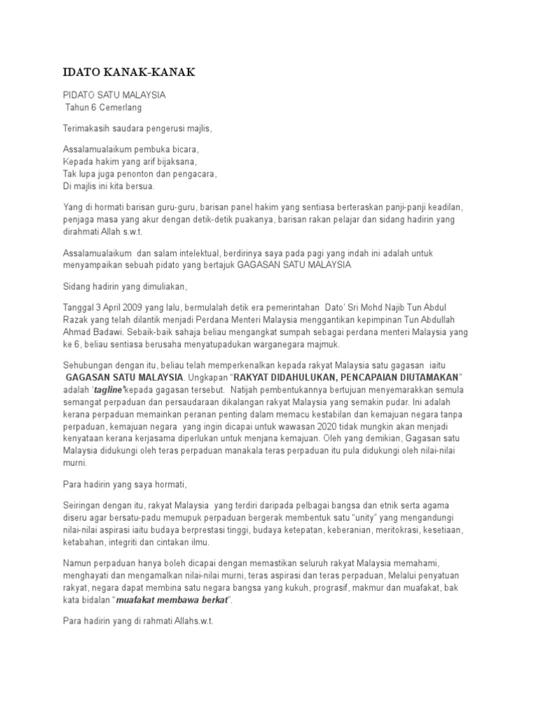 Contoh Teks Pidato Kanak Kanak Pdf