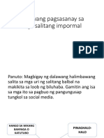 Ikalawang Pagsasanay Sa Mga Salitang Impormal