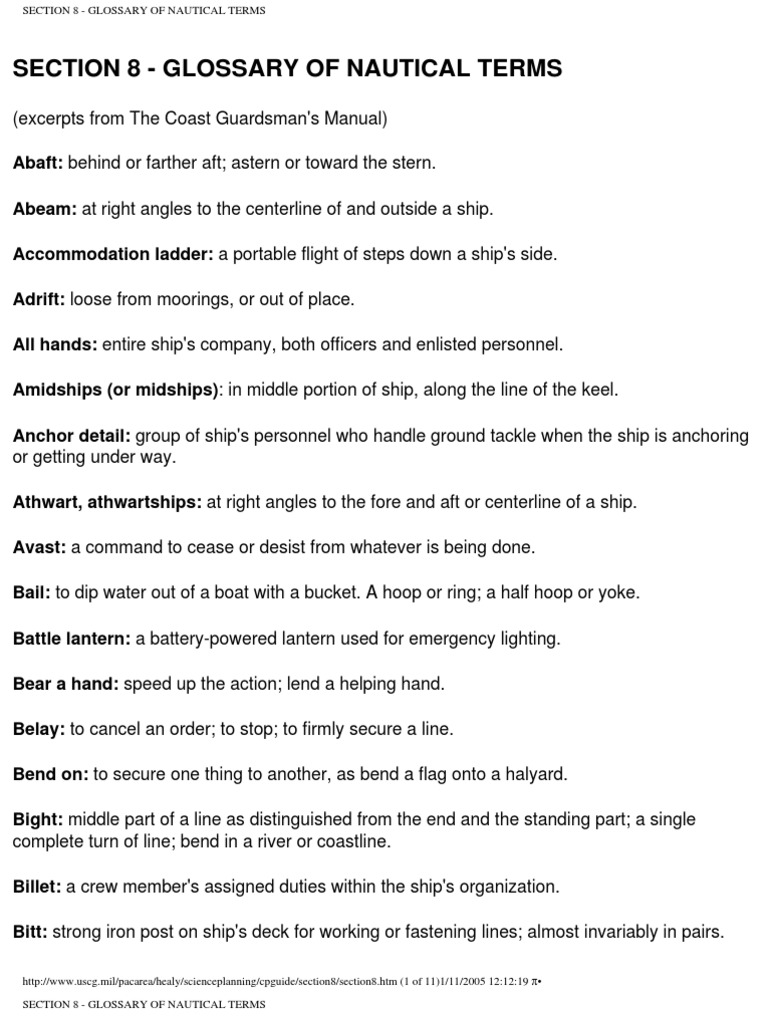 Glossary of Nautical Terms Ships Deck (Ship)