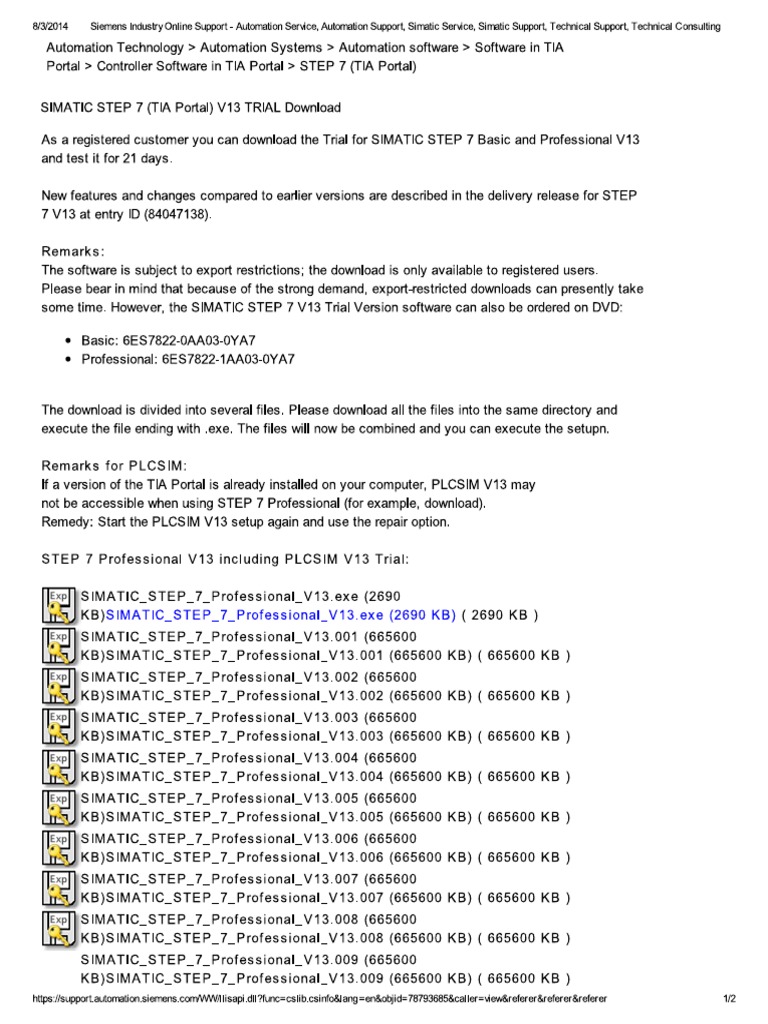 simatic step 7 safety v13 sp1 download