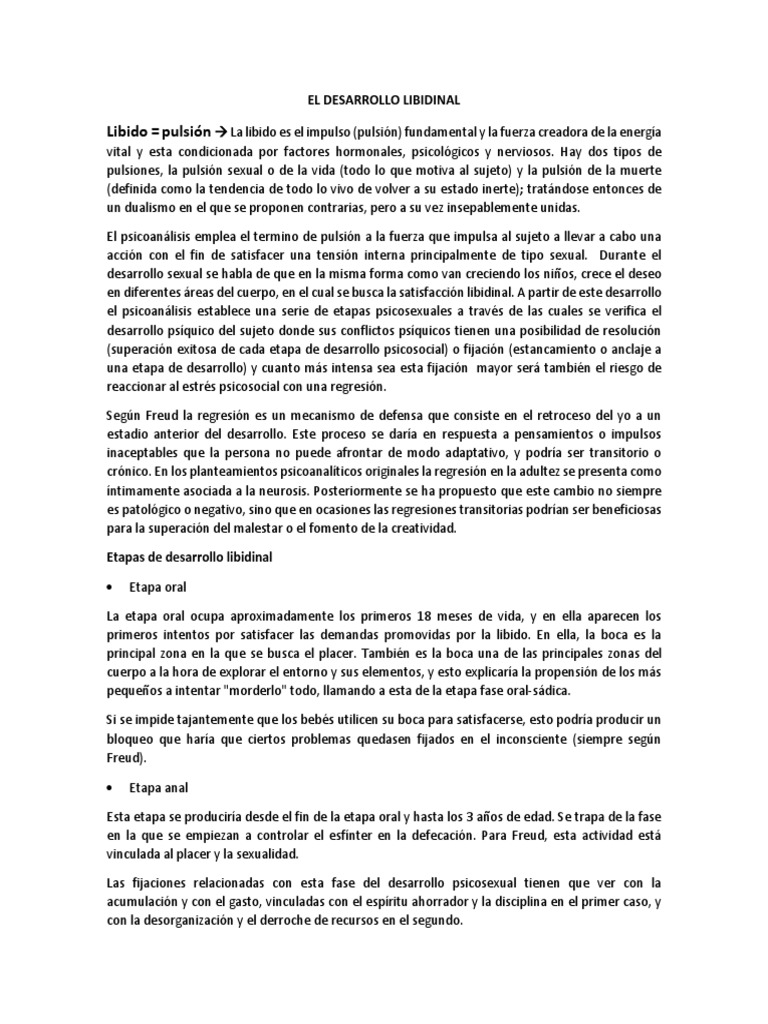 Etapas del Desarrollo Libidinal | PDF | Libido | Psicoanálisis