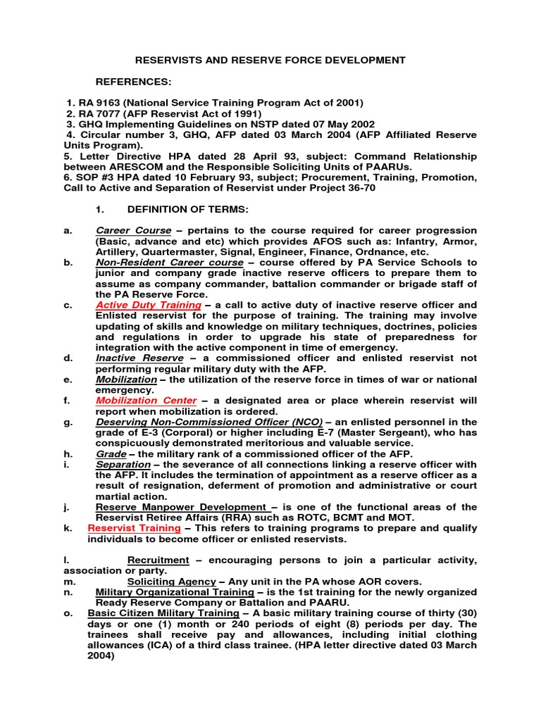 Philippine Army Reservist Requirements | PDF | Officer (Armed Forces ...