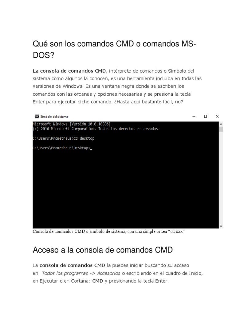 Comandos CMD y MS-DOS en Windows | PDF | Registro de Windows | Dos