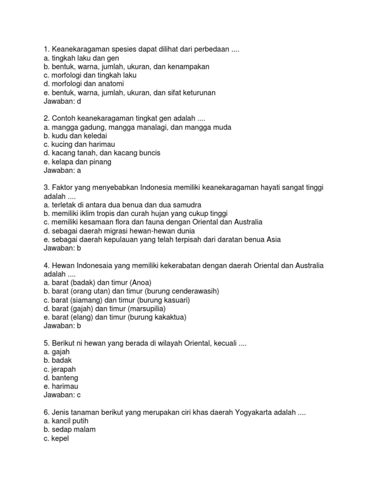 Soal Biologi Kelas 10 Pdf