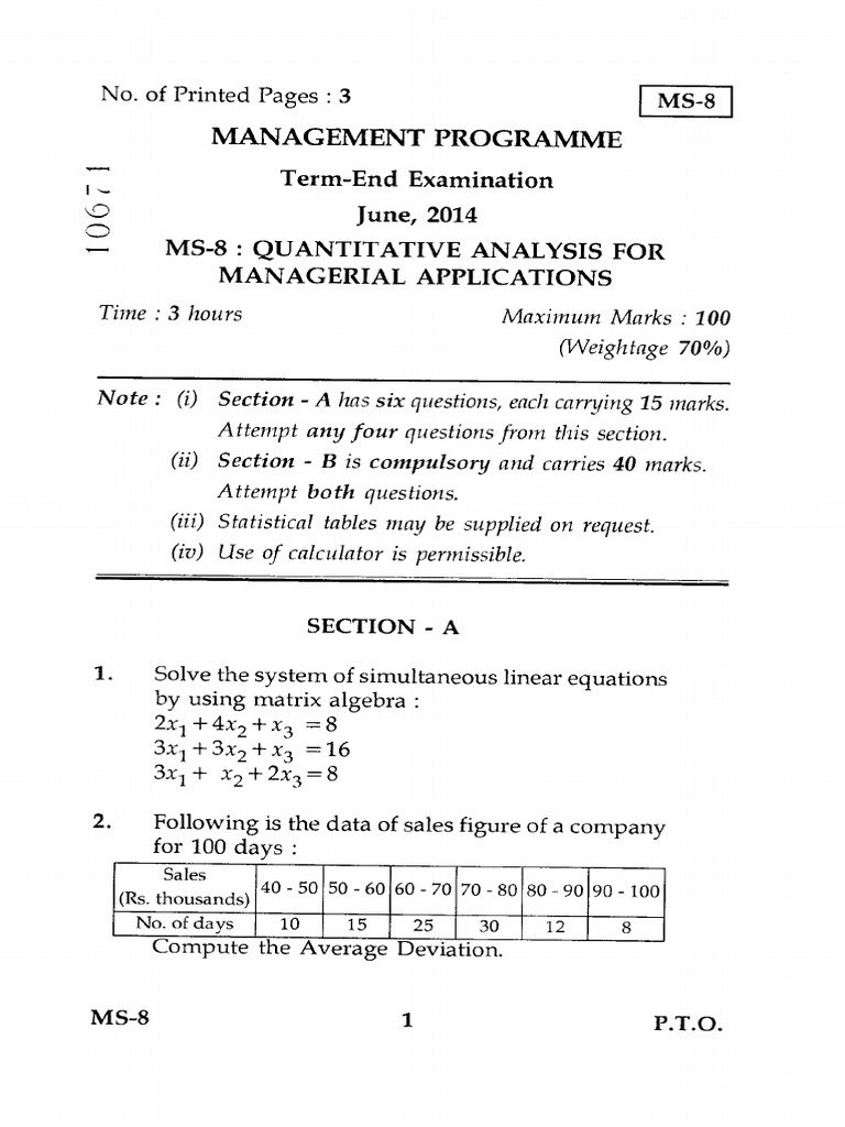 Quantitative Analysis Exam Questions | PDF | Statistical Hypothesis ...