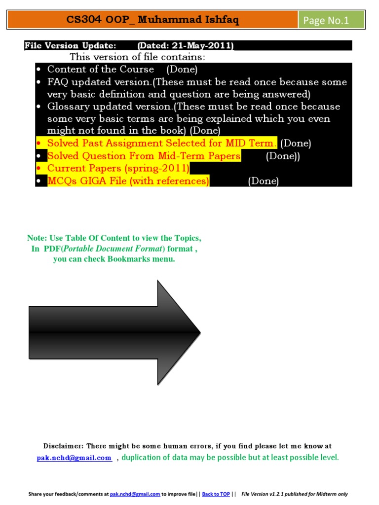 CS304 MID Term (GIGA FILE by Ishfaq) PDF | PDF | Object Oriented ...