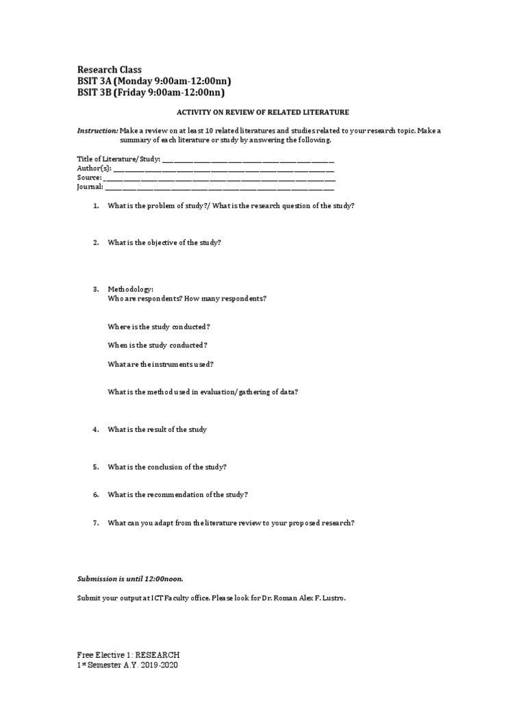 RRL Activity Guidelines for Research | PDF