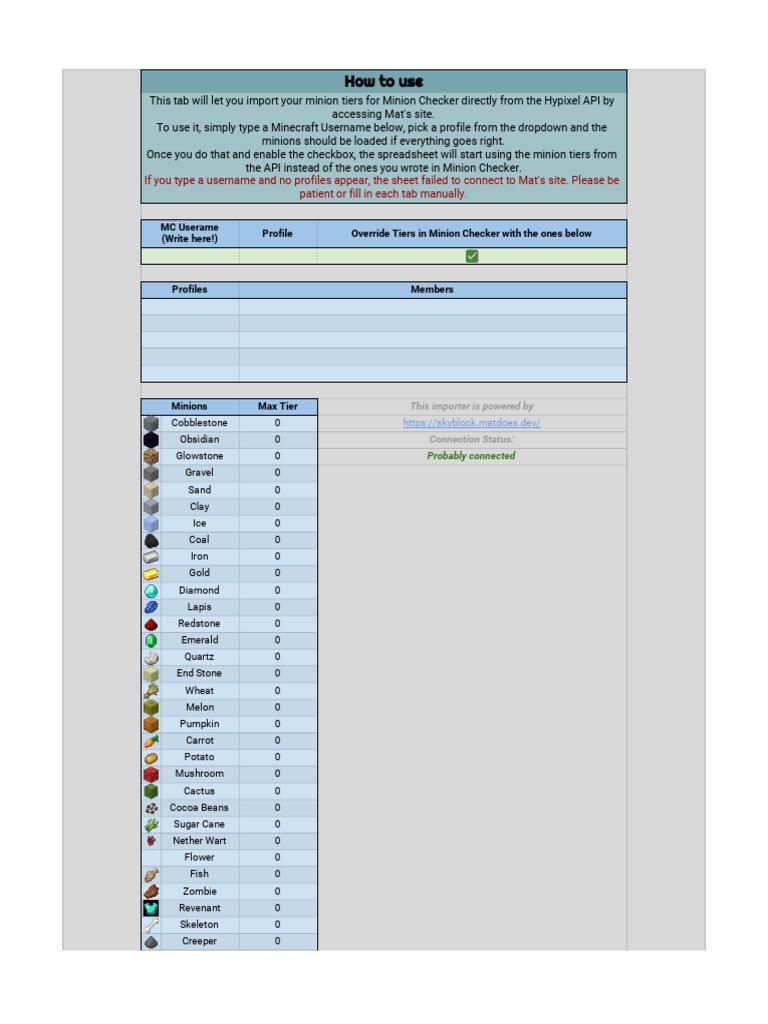 Hypixel Skyblock Minion Import Guide | PDF | Nature