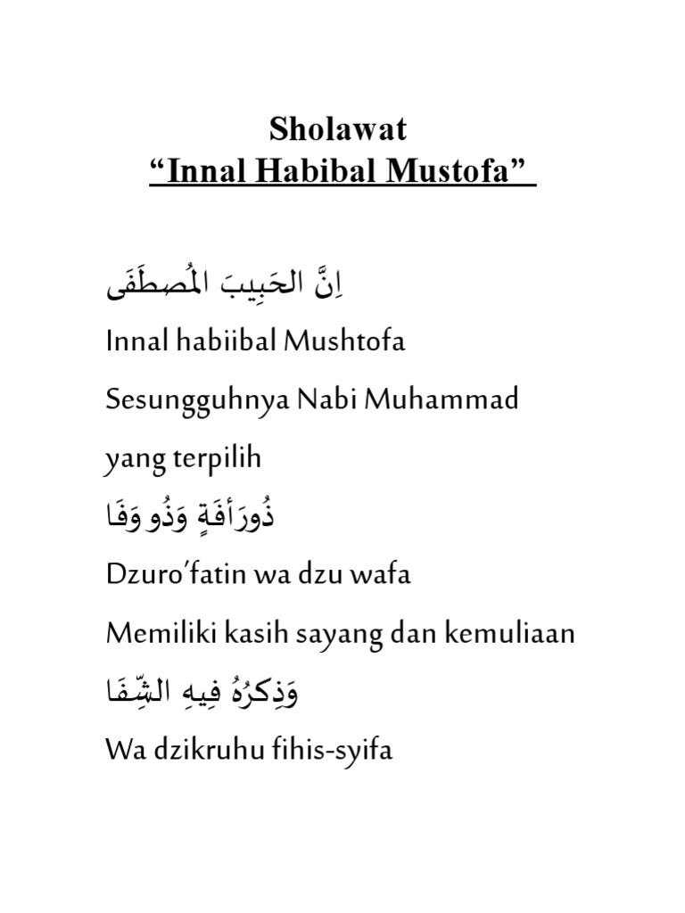 Innal Habib Wal Mustofa / F am birruuhi minnaa wal muqoll. - Blumot