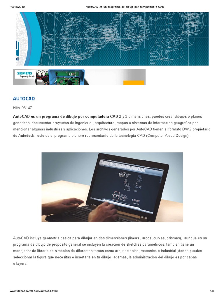 AutoCAD Es Un Programa de Dibujo Por Computadora CAD | PDF | Cad ...