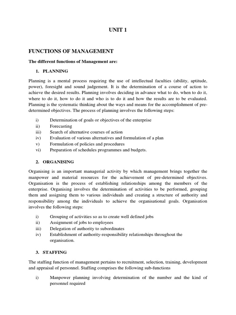 Functions of Management | PDF | Planning | Goal