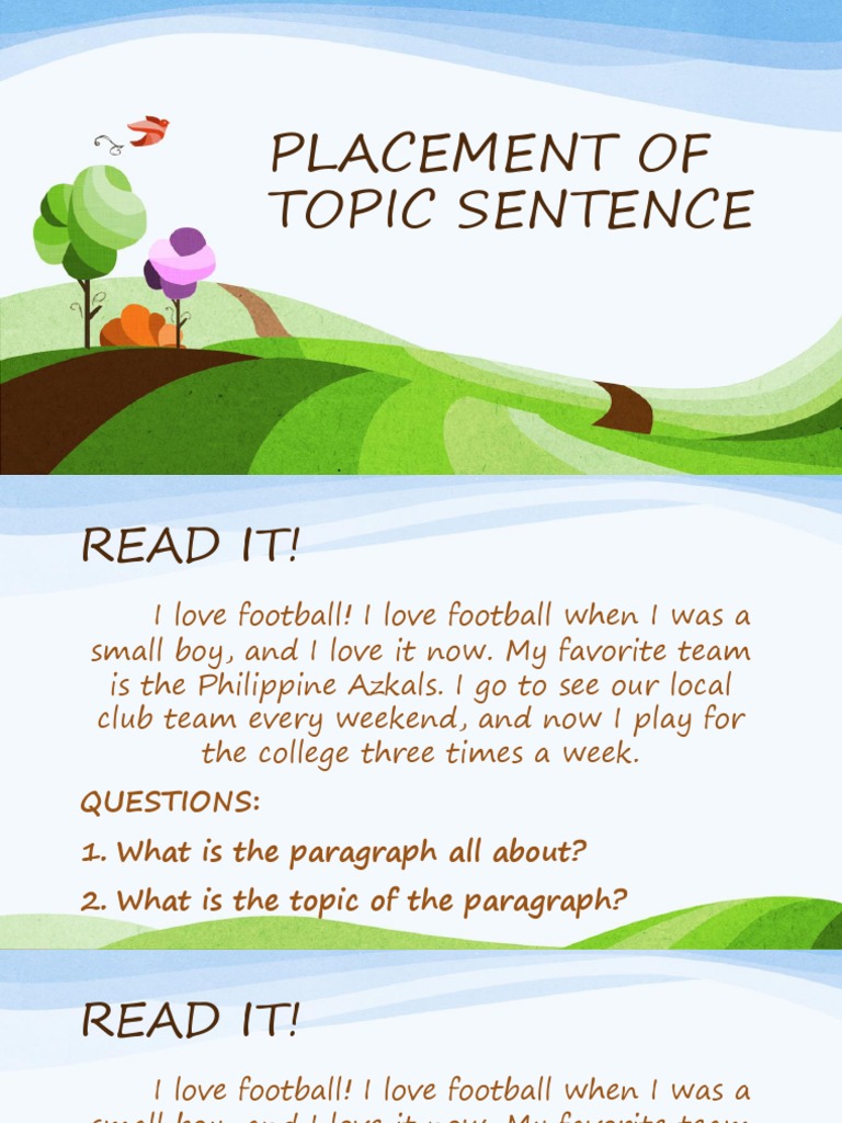 Placement of Topic Sentence PDF Pottery Red Eye Effect
